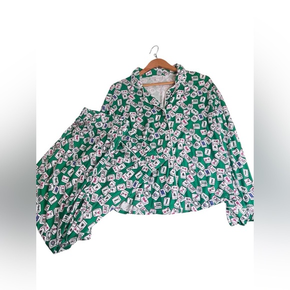 toss designs Tops - Toss Designs DREAMING OF MAHJONG PAJAMAS Set Rayon Blend Soft  Size Large